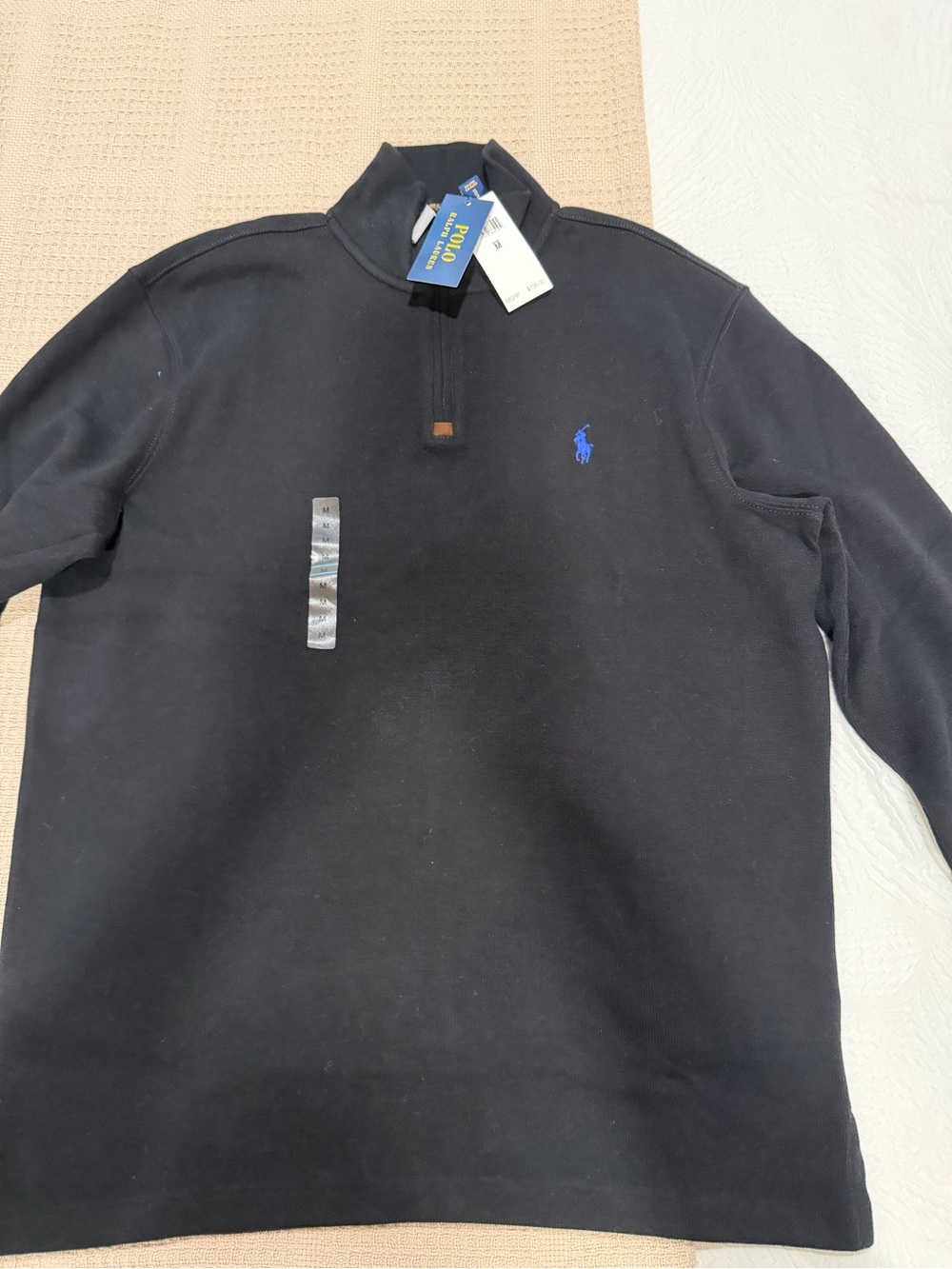 Polo by Ralph Lauren Black Half-Zip Sweatshirt with Blue Pony